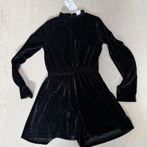 Zara Black Velvet Dotted Romper